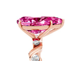 Rose gold Pear Cut Pink Sapphire Solitaire Twisted Band with Round  Accents and Prong Setting_17