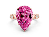 Rose gold Pear Cut Pink Sapphire Solitaire Twisted Band with Round  Accents and Prong Setting_24