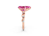 Rose gold Pear Cut Pink Sapphire Solitaire Twisted Band with Round  Accents and Prong Setting_26