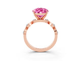 Rose gold Pear Cut Pink Sapphire Solitaire Twisted Band with Round  Accents and Prong Setting_27