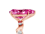 Rose gold Pear Cut Pink Sapphire Solitaire Twisted Band with Round  Accents and Prong Setting_29