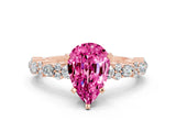 Rose gold Pear Cut Pink Sapphire Solitaire with Side Stones, Pave Band, Four-Prong Setting_72