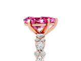 Rose gold Pear Cut Pink Sapphire Solitaire with Side Stones, Pave Band, Four-Prong Setting_77