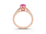Rose gold Pear Cut Pink Sapphire Split Shank Engagement Ring with Pavé Band_27