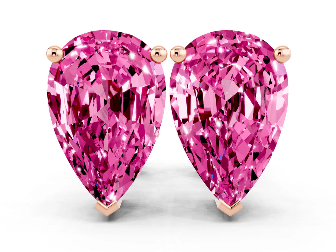 Rose gold Pear Cut Pink Sapphire Stud Earrings_30