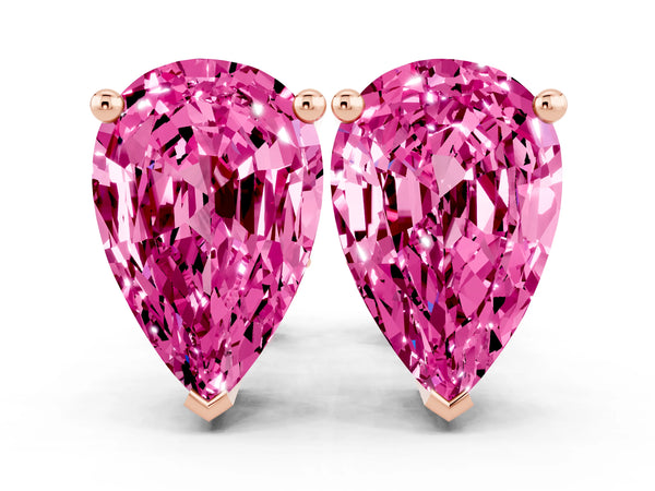 Rose gold Pear Cut Pink Sapphire Stud Earrings