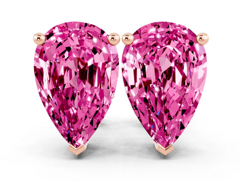 Rose gold Pear Cut Pink Sapphire Stud Earrings_30