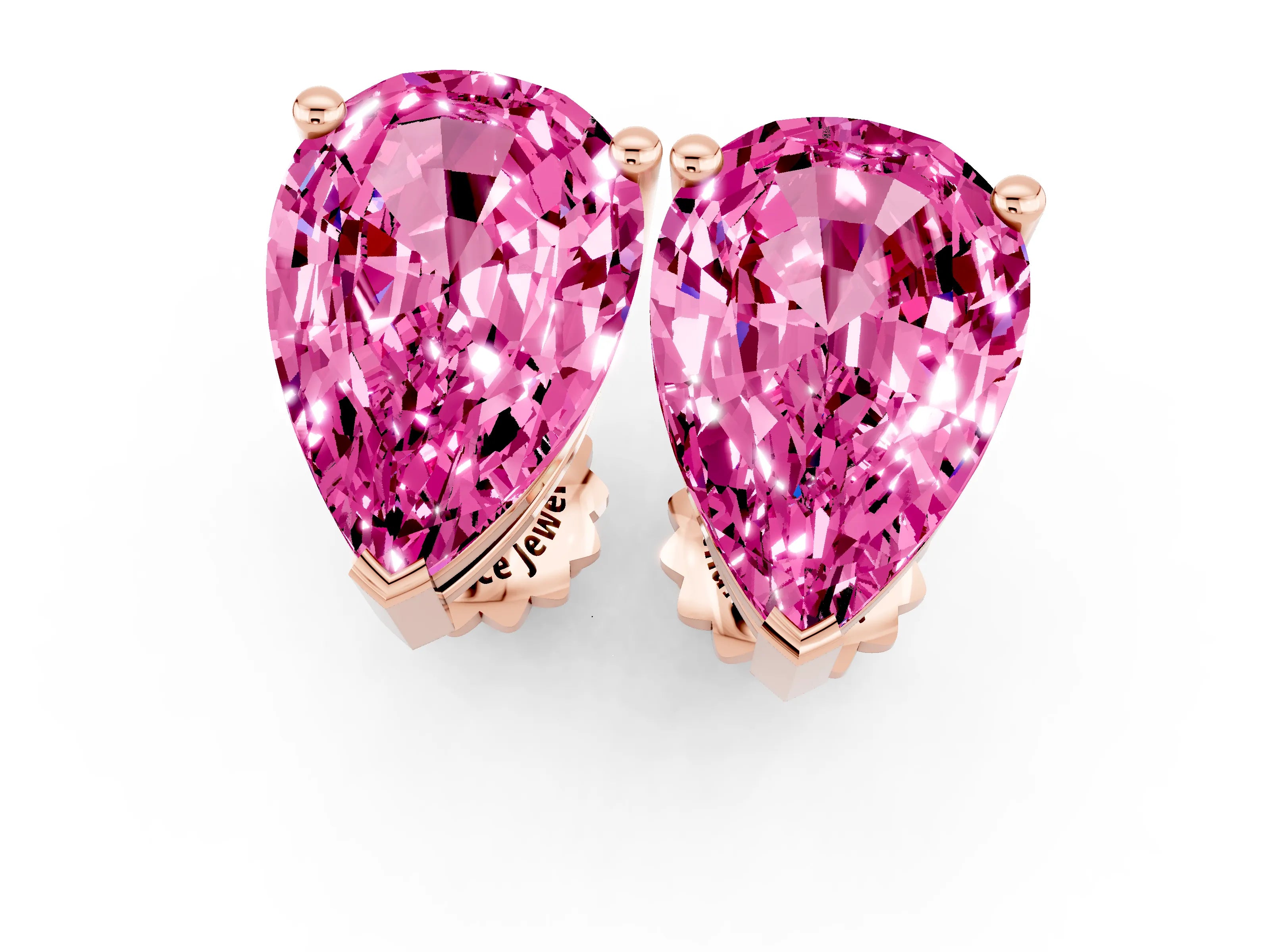 Rose gold Pear Cut Pink Sapphire Stud Earrings_31