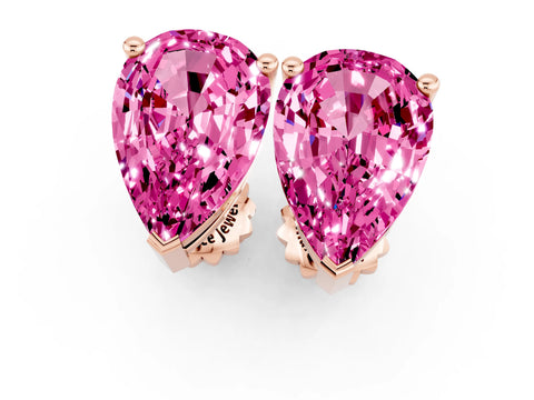 Rose gold Pear Cut Pink Sapphire Stud Earrings_31