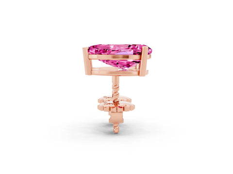 Rose gold Pear Cut Pink Sapphire Stud Earrings_32