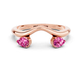 Rose gold Pear Cut Pink Sapphire Two-Stone Open Band Ring with Prong Setting_18