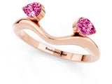 Rose gold Pear Cut Pink Sapphire Two-Stone Open Band Ring with Prong Setting_19