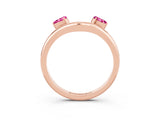 Rose gold Pear Cut Pink Sapphire Two-Stone Open Band Ring with Prong Setting_21