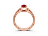 Rose gold Pear Cut Ruby Engagement Ring with Milgrain Channel Set Band and Prong Setting_3