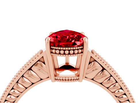 Rose gold Pear Cut Ruby Engagement Ring with Milgrain Channel Set Band and Prong Setting_4