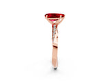 Rose gold Pear Cut Ruby Engagement Ring with Side Stone Accents and Four-Prong Setting_29