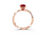 Rose gold Pear Cut Ruby Engagement Ring with Side Stone Accents and Four-Prong Setting_30