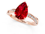 Rose gold Pear Cut Ruby Engagement Ring with Side Stone Accents and Four-Prong Setting_61