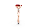 Rose gold Pear Cut Ruby Engagement Ring with Side Stone Accents and Four-Prong Setting_62