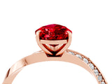 Rose gold Pear Cut Ruby Engagement Ring with Side Stone Accents and Four-Prong Setting_64