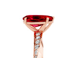 Rose gold Pear Cut Ruby Engagement Ring with Side Stone Accents and Four-Prong Setting_65