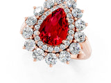 Rose gold Pear Cut Ruby Floral Double Halo Engagement Ring with Prong Setting_13