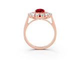 Rose gold Pear Cut Ruby Floral Double Halo Engagement Ring with Prong Setting_15