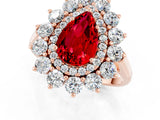 Rose gold Pear Cut Ruby Floral Double Halo Engagement Ring with Prong Setting_61