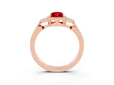 Rose gold Pear Cut Ruby Halo Ring with Tapered Band and Four-Prong Setting_3