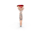 Rose gold Pear Cut Ruby  Halo Twist Band Solitaire Prong Setting Ring_38