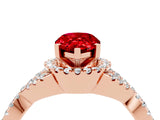 Rose gold Pear Cut Ruby  Halo Twist Band Solitaire Prong Setting Ring_40