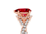 Rose gold Pear Cut Ruby  Halo Twist Band Solitaire Prong Setting Ring_41