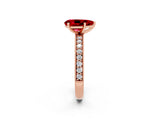 Rose gold Pear Cut Ruby Milgrain Pavé Engagement Ring with Four-Prong Setting_2