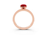 Rose gold Pear Cut Ruby Milgrain Pavé Engagement Ring with Four-Prong Setting_3