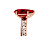Rose gold Pear Cut Ruby Milgrain Pavé Engagement Ring with Four-Prong Setting_5