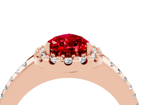 Rose gold Pear Cut Ruby Pavé Halo Ring with Four-Prong Setting_16