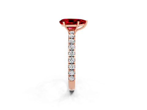 Rose gold Pear Cut Ruby Pavé Solitaire Engagement Ring with Four-Prong Setting_14