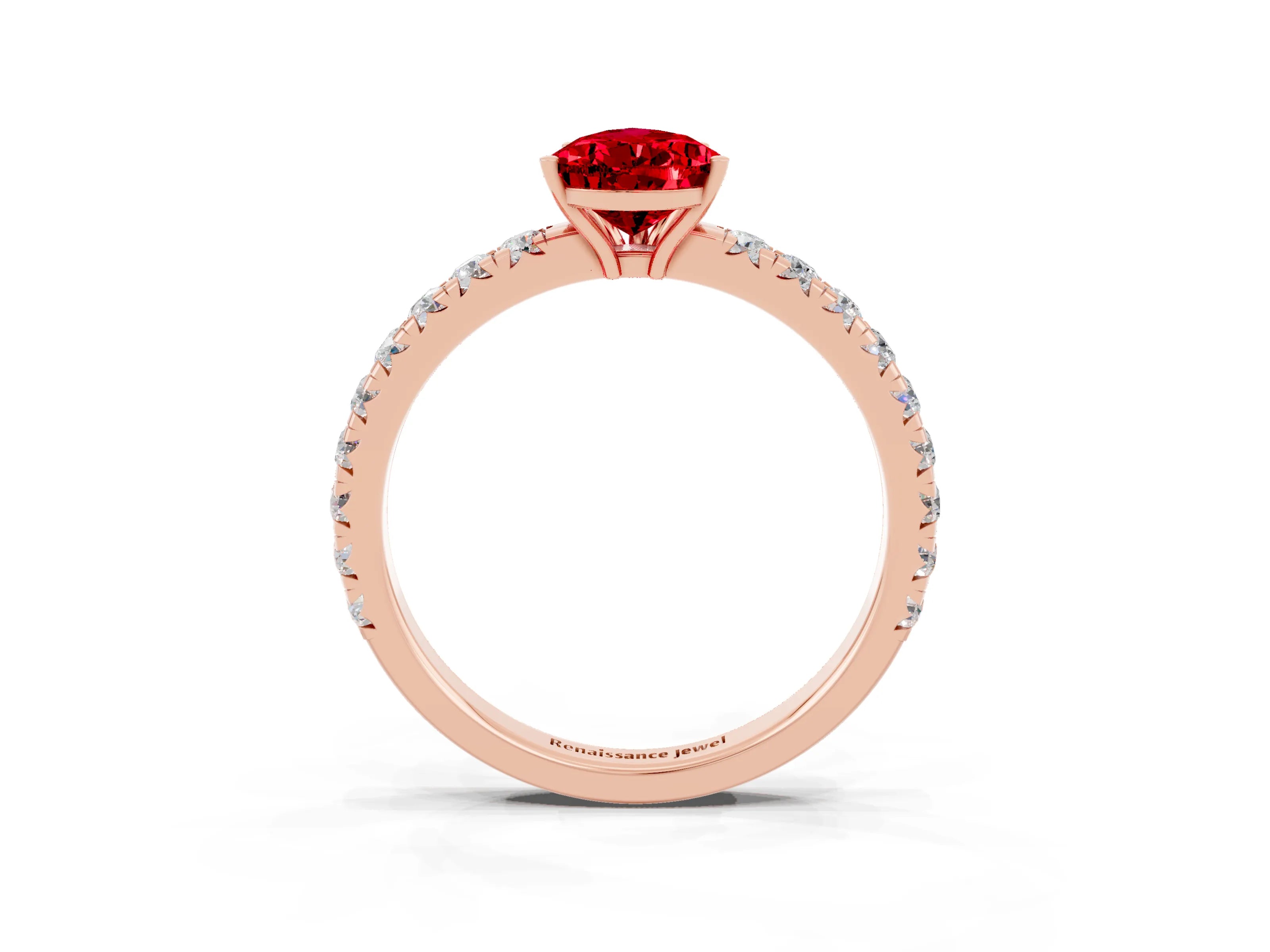 Rose gold Pear Cut Ruby Pavé Solitaire Engagement Ring with Four-Prong Setting_15