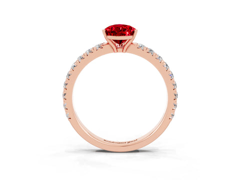 Rose gold Pear Cut Ruby Pavé Solitaire Engagement Ring with Four-Prong Setting_15