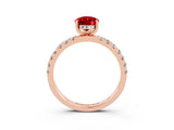 Rose gold Pear Cut Ruby Pave Band Solitaire Ring with Four-Prong Setting_27