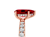 Rose gold Pear Cut Ruby Pave Band Solitaire Ring with Four-Prong Setting_29