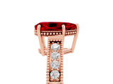 Rose gold Pear Cut Ruby Ring with Milgrain Pavé Band and Four-Prong Setting_17