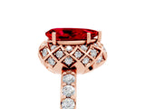 Rose gold Pear Cut Ruby Scalloped Halo Engagement Ring with Round Shared Prong Band_29
