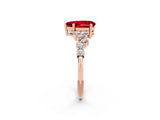 Rose gold Pear Cut Ruby Scattered Round Accent Ring with Prong Setting_14