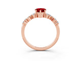 Rose gold Pear Cut Ruby Scattered Round Accent Ring with Prong Setting_15