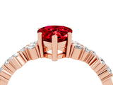 Rose gold Pear Cut Ruby Scattered Round Accent Ring with Prong Setting_16