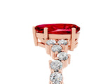 Rose gold Pear Cut Ruby Scattered Round Accent Ring with Prong Setting_17