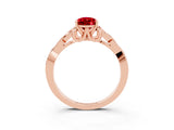 Rose gold Pear Cut Ruby Solitaire Celtic Knot Ring with Four-Prong Setting_15