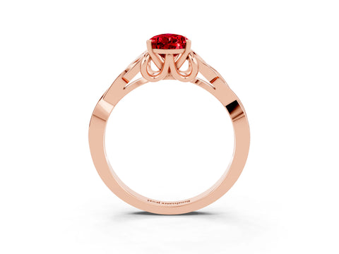 Rose gold Pear Cut Ruby Solitaire Celtic Knot Ring with Four-Prong Setting_15
