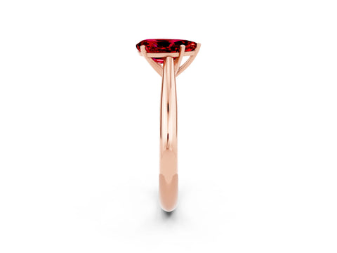 Rose gold Pear Cut Ruby Solitaire Engagement Ring with Cathedral Setting and Four-Prong Mount_14